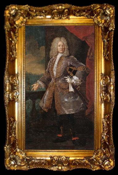 framed  unknow artist Portrait of a nobleman,full-length,standing on a balcony, ta009-2